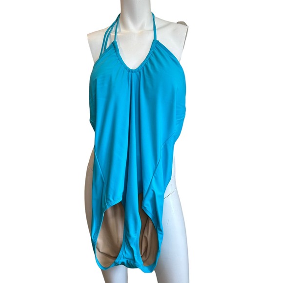 J. Crew Factory Turquoise One Piece Halter Swimsuit sz XXL NWT - Picture 4 of 11